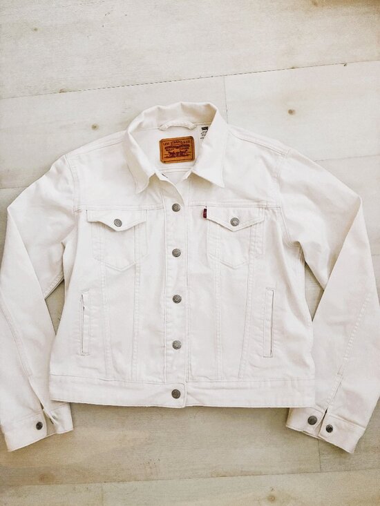 Levi's Jackets & Blazers - Levi's Women's Original Trucker Jacket White Stretch Denim Size L